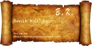 Benik Kájusz névjegykártya